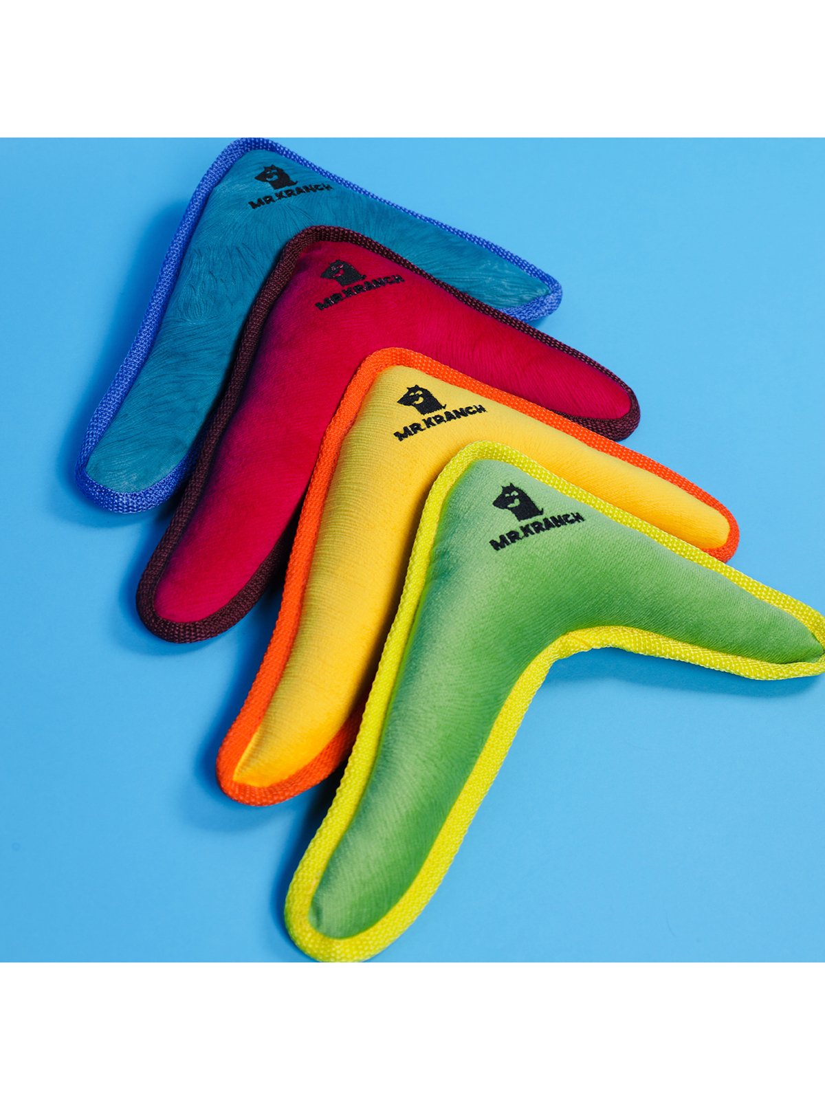 Игрушка Mr.Kranch для собак средних и крупных пород Бумеранг с пищалкой 34х28,5х6,5см, синий