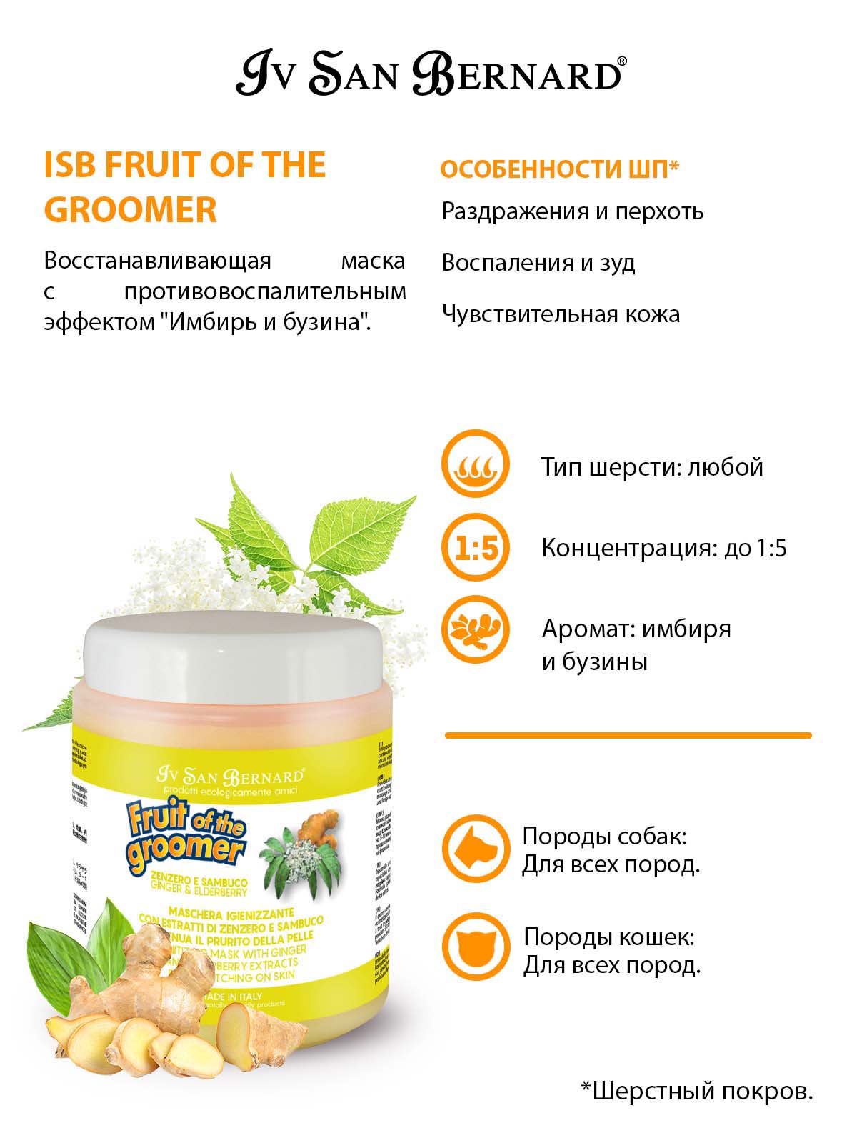 ISB  Fruit Ginger&Elderbery Восстанавливающая маска 1 л 8022767041364