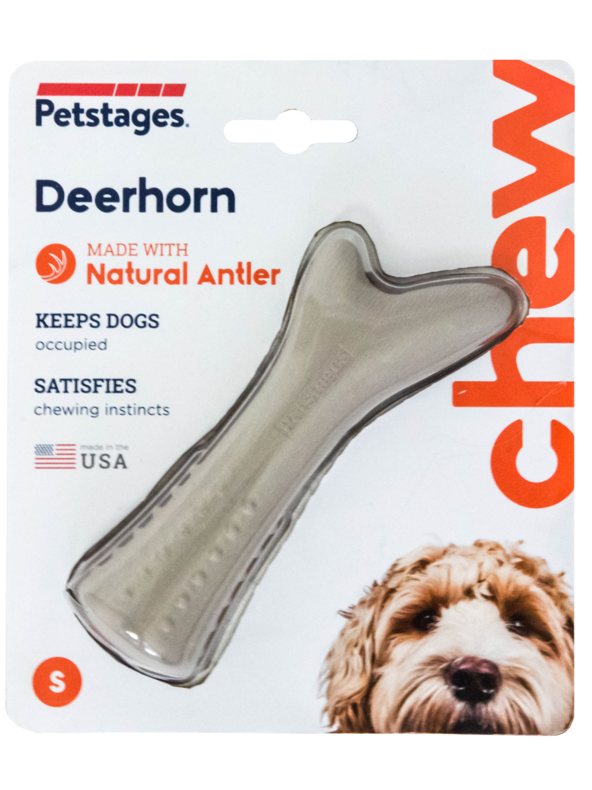 Petstages игрушка для собак Deerhorn, с оленьими рогами 12 см маленькая