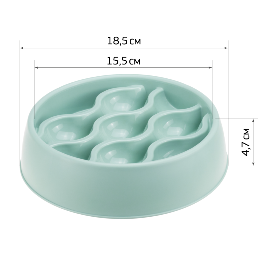Миска пластиковая для медленного кормления ВОЛНА  0,3 л морская волна