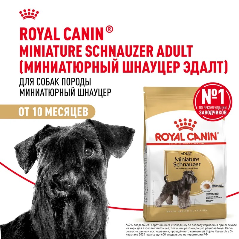 Сухой корм для собак Royal Canin Miniature Schnauzer Adult, для Миниатюрный Шнауцер 3 кг