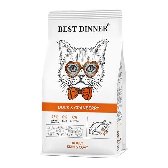 Best Dinner (Бест Диннер Эдалт) Сухой корм для кошек с уткой и клюквой  1,5 кг