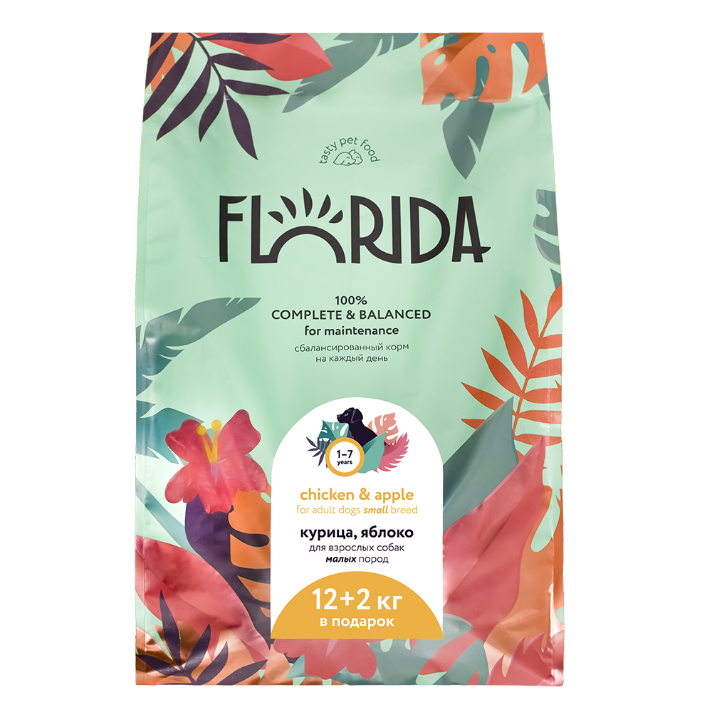 FLORIDA. Сухой корм для мелких собак с курицей 14 кг 4614548466417