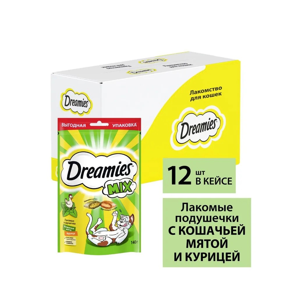 DREAMIES  Лакомство для кошек с курицей и мятой 140гр