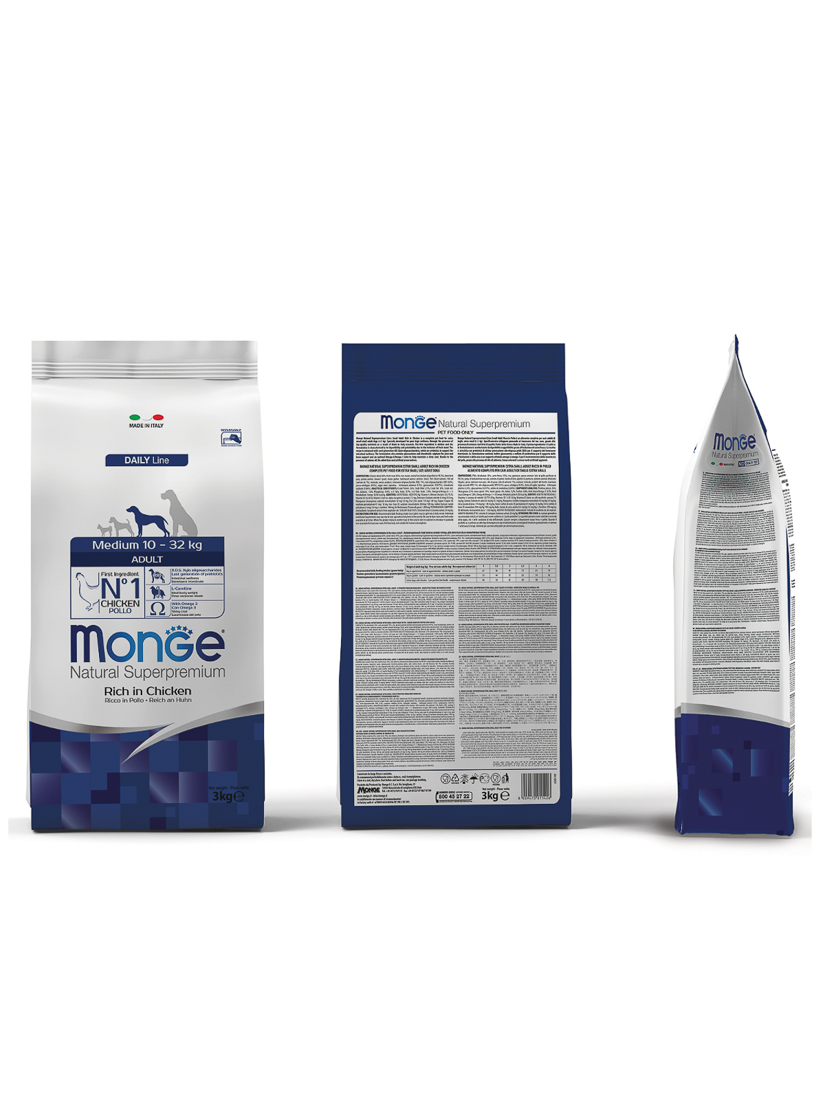 Сухой корм Monge Dog Daily Line Medium для взрослых собак средних пород, из курицы 3 кг