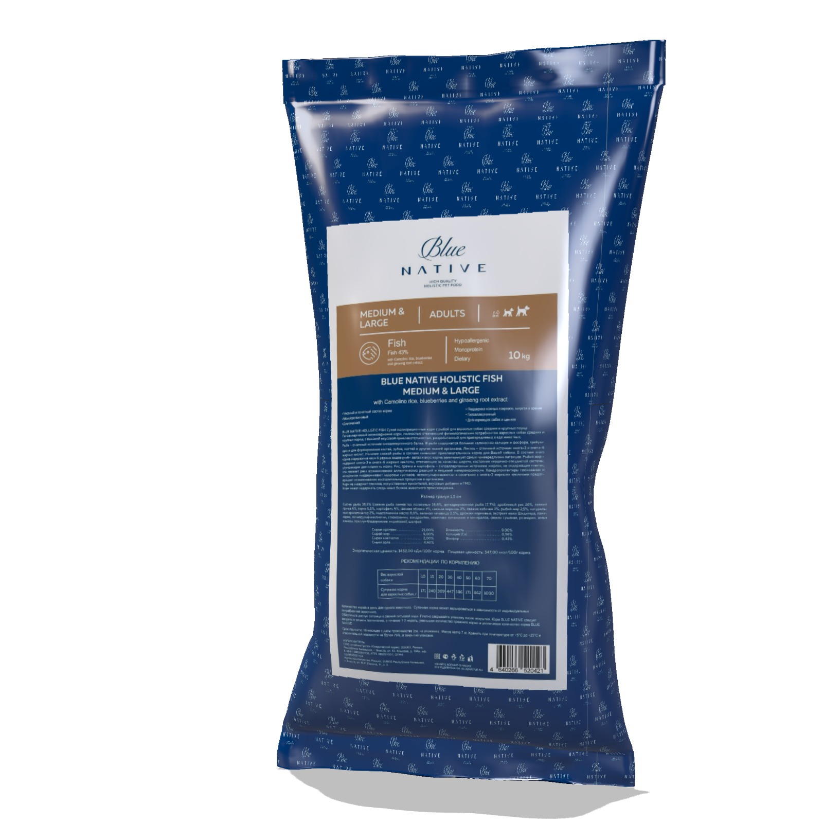 Blue Native Blue native Сухой корм для собак средних и крупных пород с рыбой 10кг