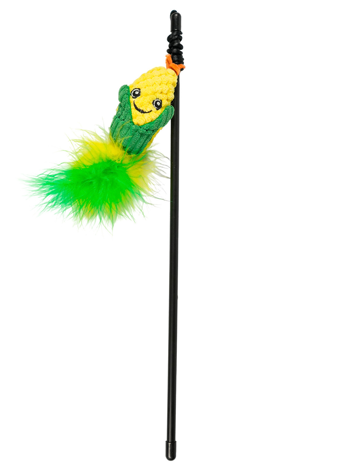 Игрушка-дразнилка Mr.Kranch для кошек Кукуруза плюшевая с кошачьей мятой и перышками 17 см зеленая