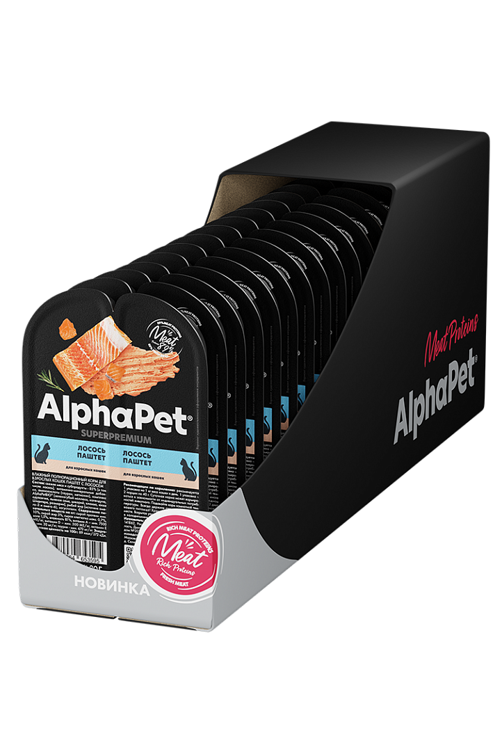 AlphaPet Superpremium  Паштет для взрослых кошек, лосось, 80 гр