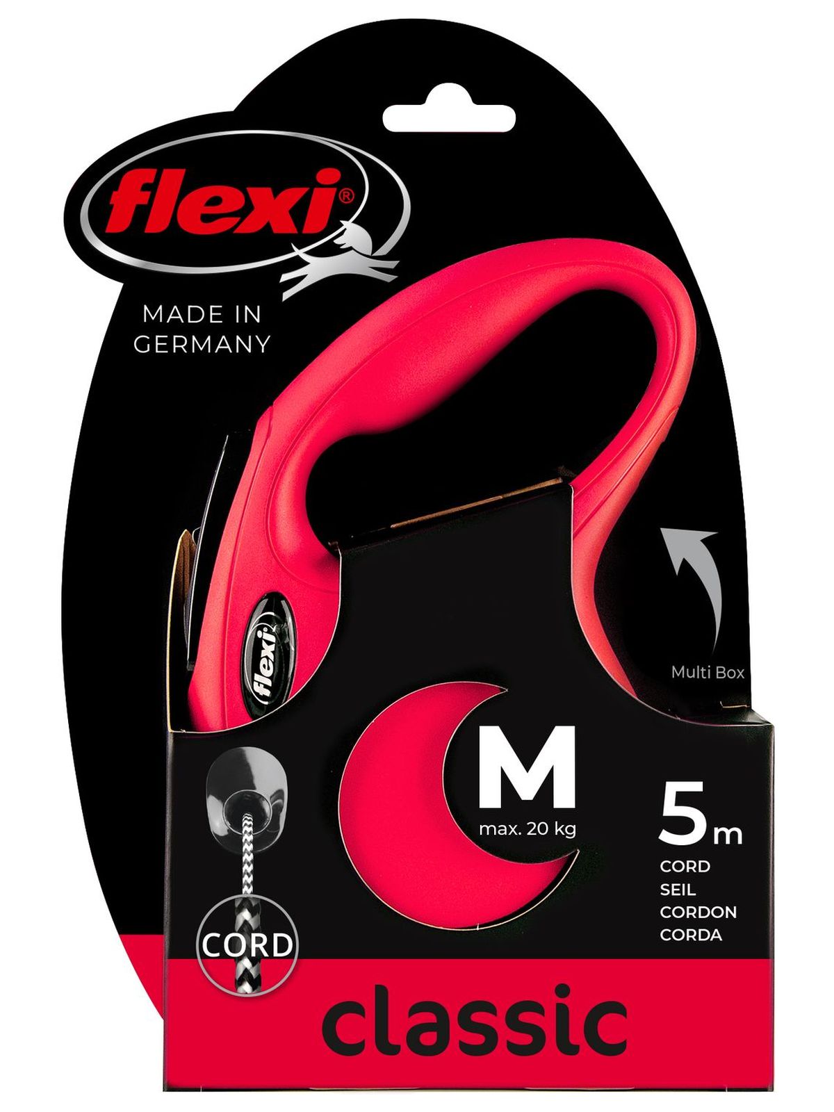 flexi рулетка New Classic M (до 20 кг) 5 м трос красная