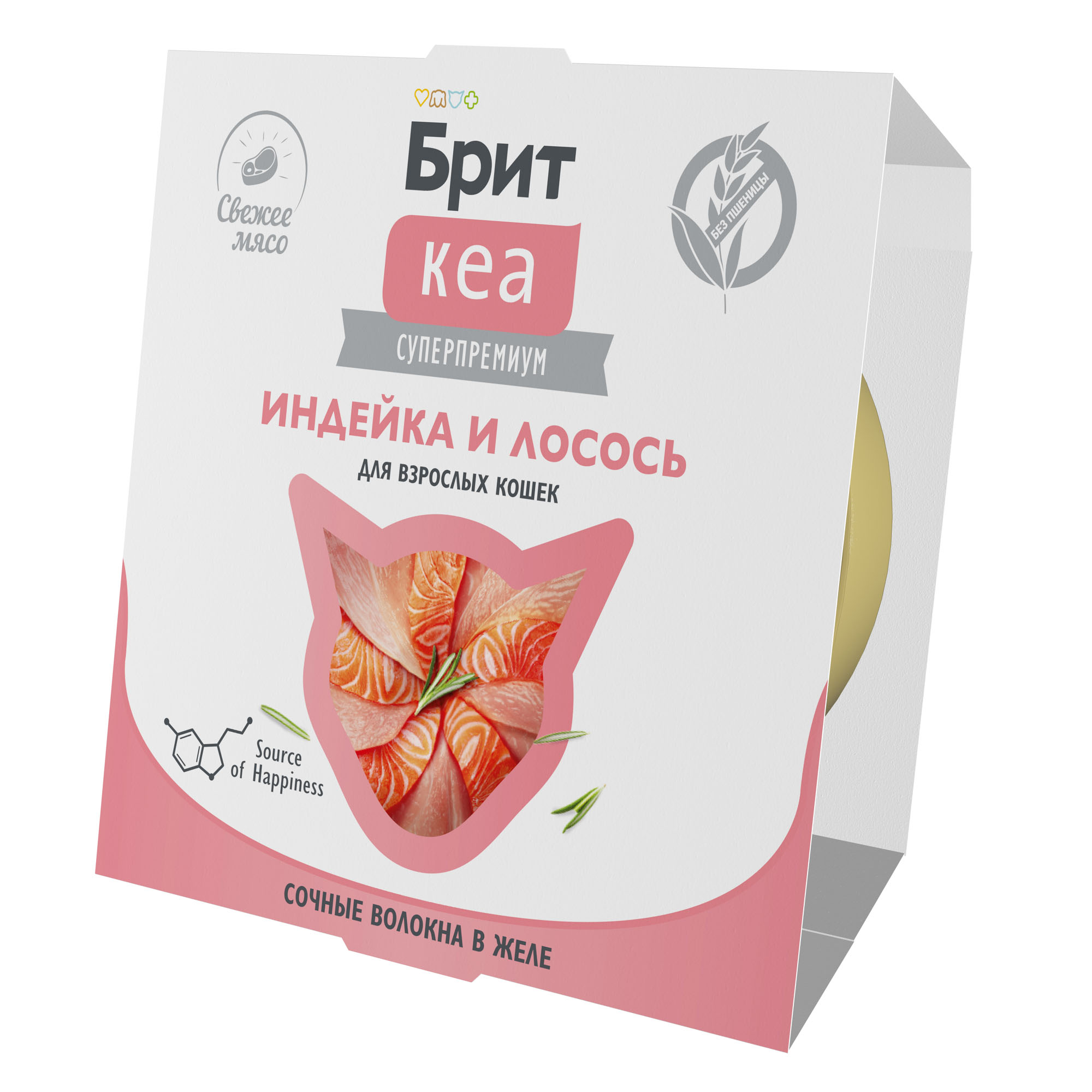 Brit Care Брит Кеа Корм для взрослых кошек в желе, индейка и лосось, 75г 1062936