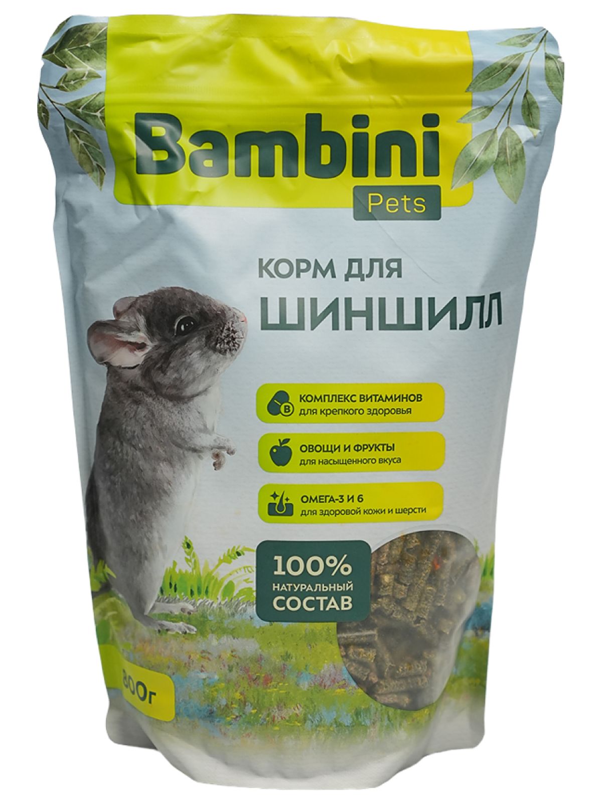Корм Bambini Pets для шиншилл, 800 г
