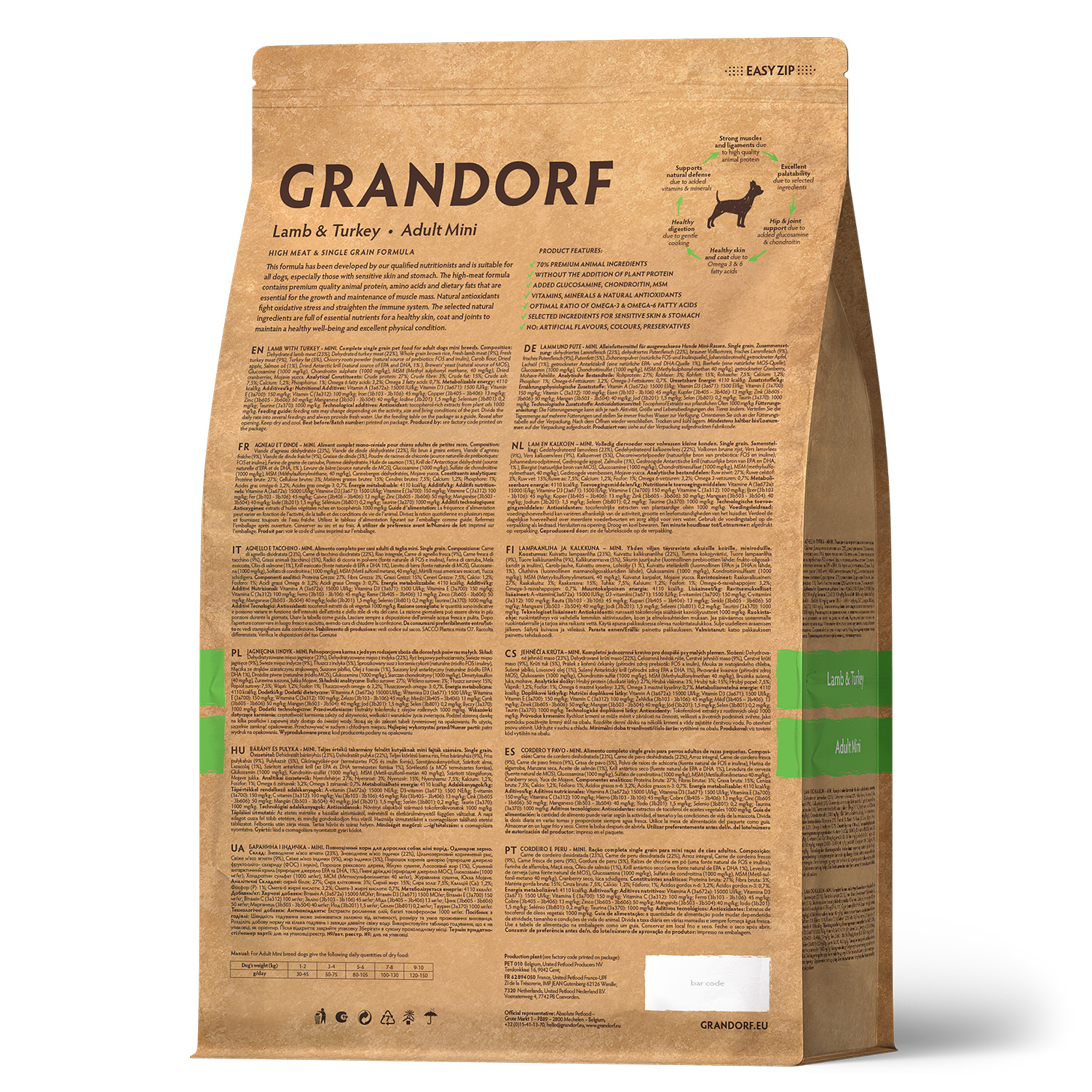 Grandorf Сухой корм для мелких собак с ягнёнком и индейкой 1 кг 5407007850914