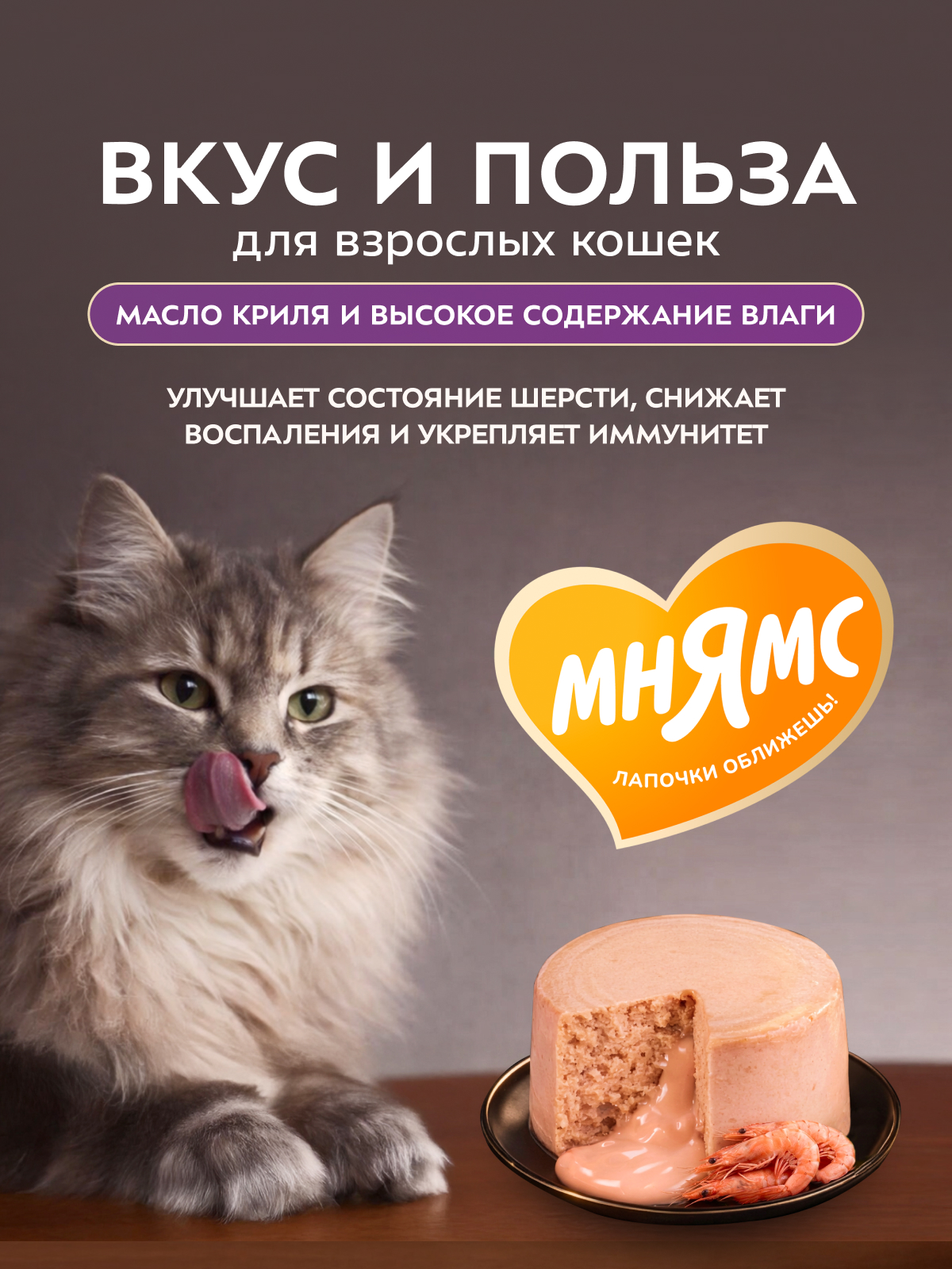 Влажный корм Мнямс Деликатес "Фондан" из мяса курицы с маслом криля для кошек 80 г