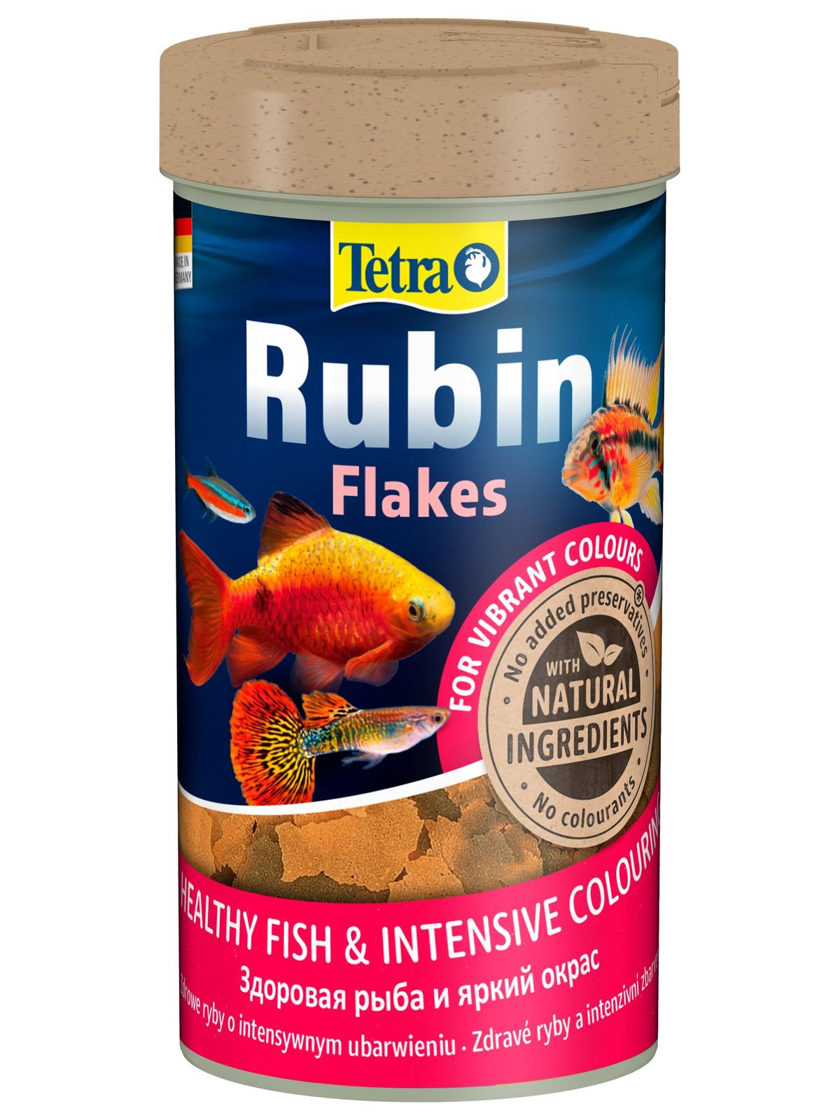 TetraRubin корм в хлопьях для улучшения окраса всех видов рыб 250 мл