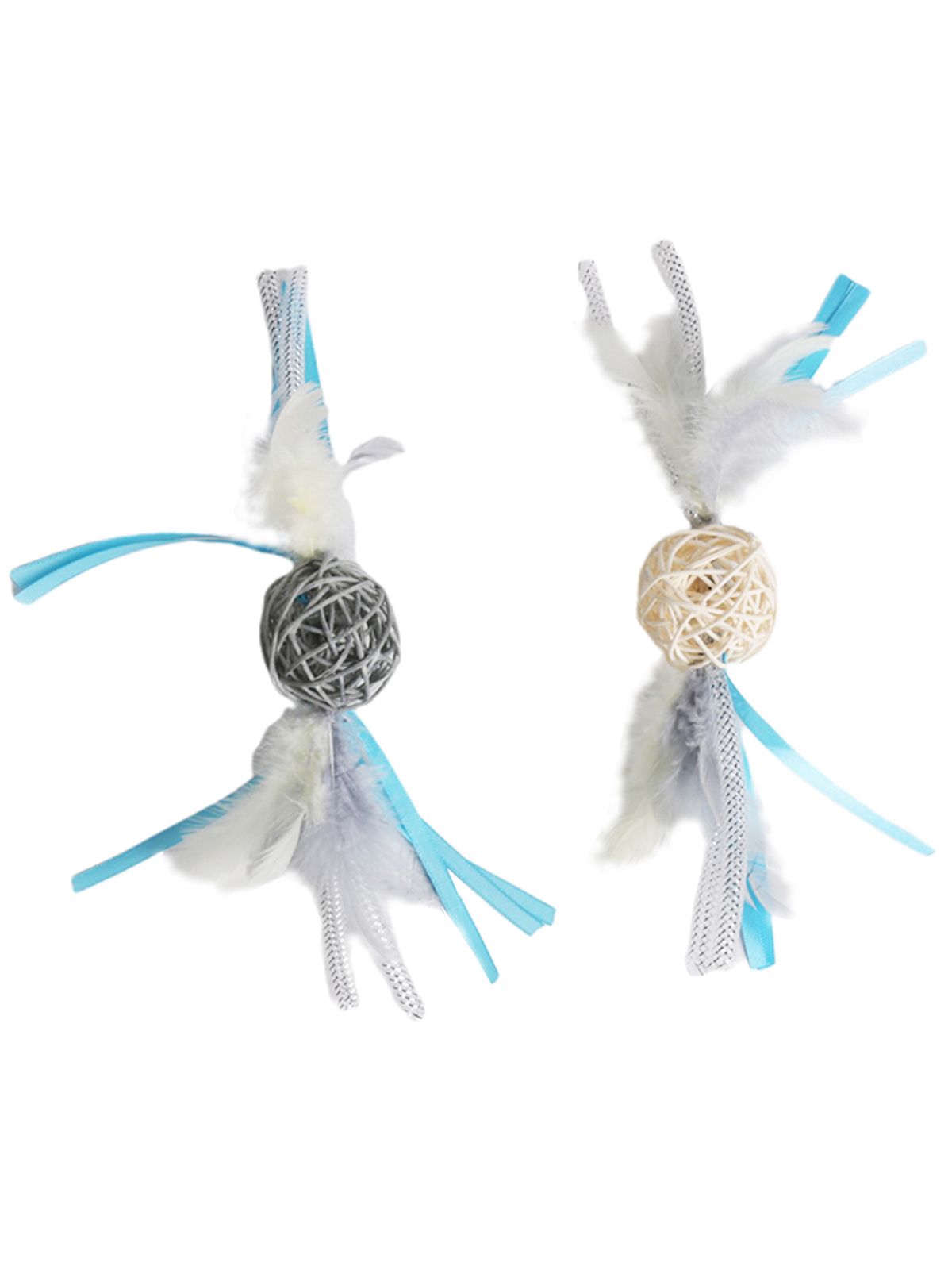 MPG brands Игрушка Petpark для кошек Плетёные мячики с перьями (2 шт в комплекте)