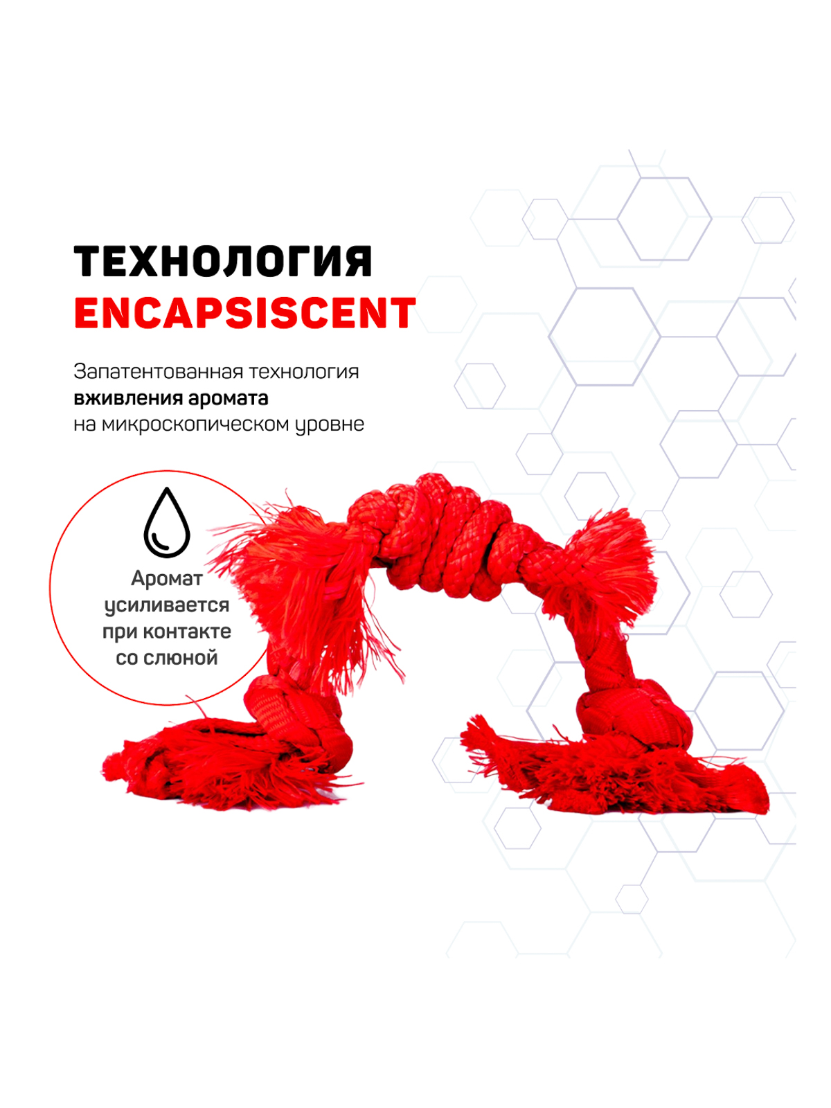 Playology сенсорный канат PUPPY SENSORY ROPE для щенков мелких и средних пород 8-16 недель с ароматом говядины, цвет красный