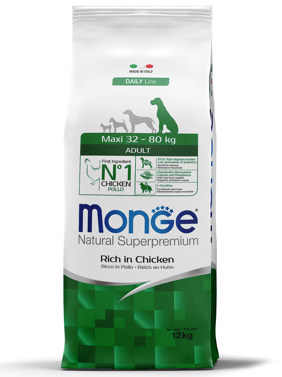 Сухой корм Monge Dog Daily Line Maxi для взрослых собак крупных пород, из курицы 12 кг