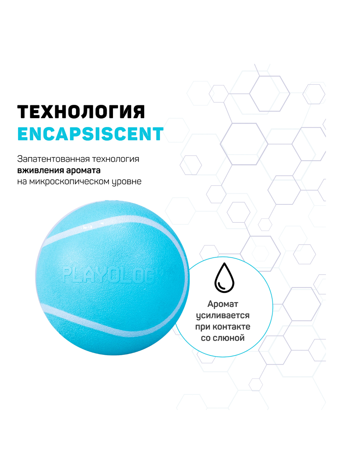 Playology  жевательный мяч SQUEAKY CHEW BALL 6 см для собак мелких и средних пород с пищалкой и с ароматом арахиса, цвет голубой