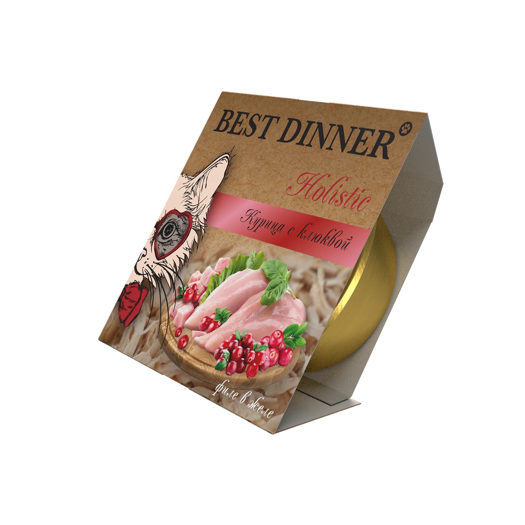 Best Dinner Holistic Бест Диннер Консервы для стерилизованных кошек  в желе, курица с клюквой, 75 гр