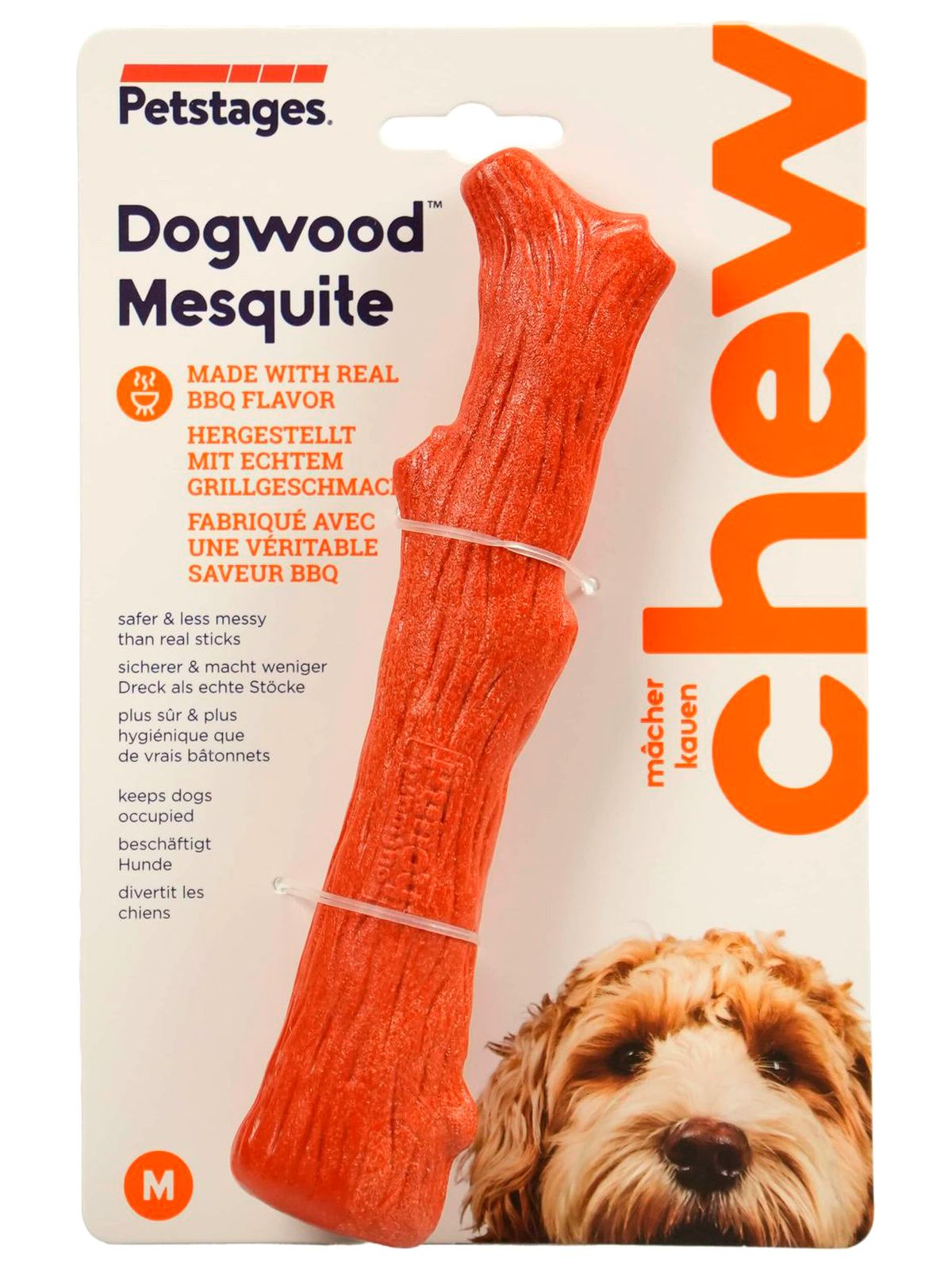 Petstages игрушка для собак Mesquite Dogwood с ароматом барбекю 18 см средняя