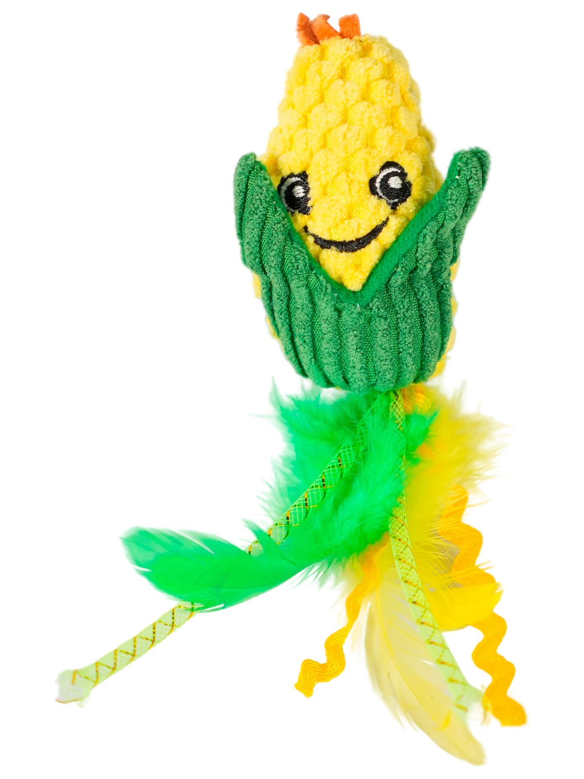 Игрушка Mr.Kranch для кошек Кукурузка и Мышка плюшевая с кошачьей мятой и перышками 19 см желтая (35002)