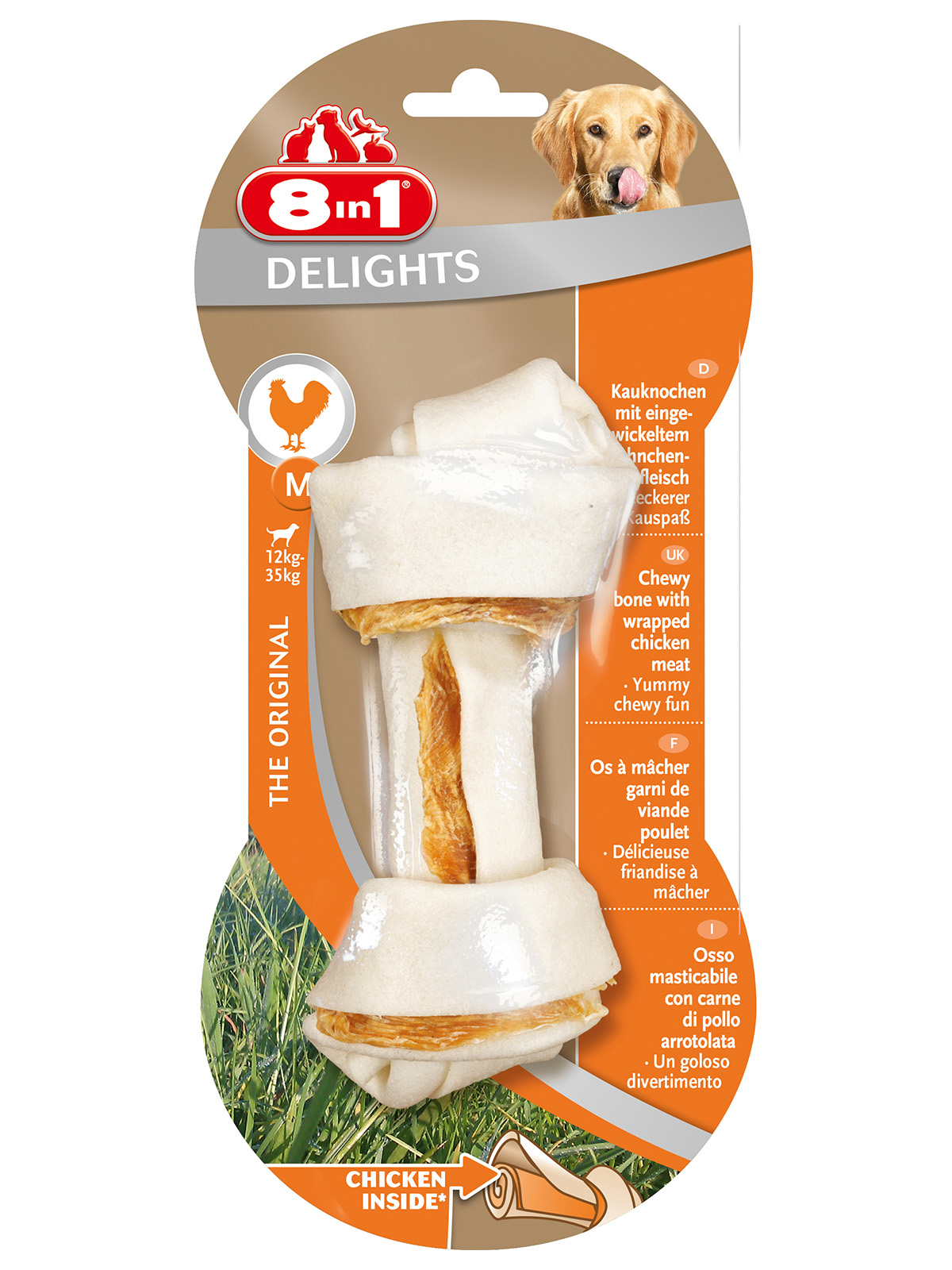 8in1 DELIGHTS M косточка с куриным мясом для средних и крупных собак 14,5 см