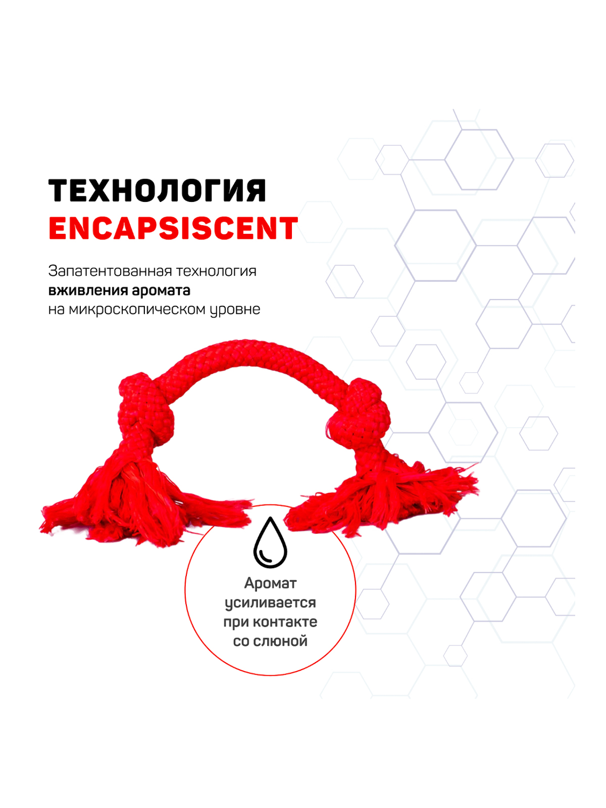 Playology жевательный канат DRI-TECH ROPE для собак мелких пород с ароматом говядины, маленький, цвет красный