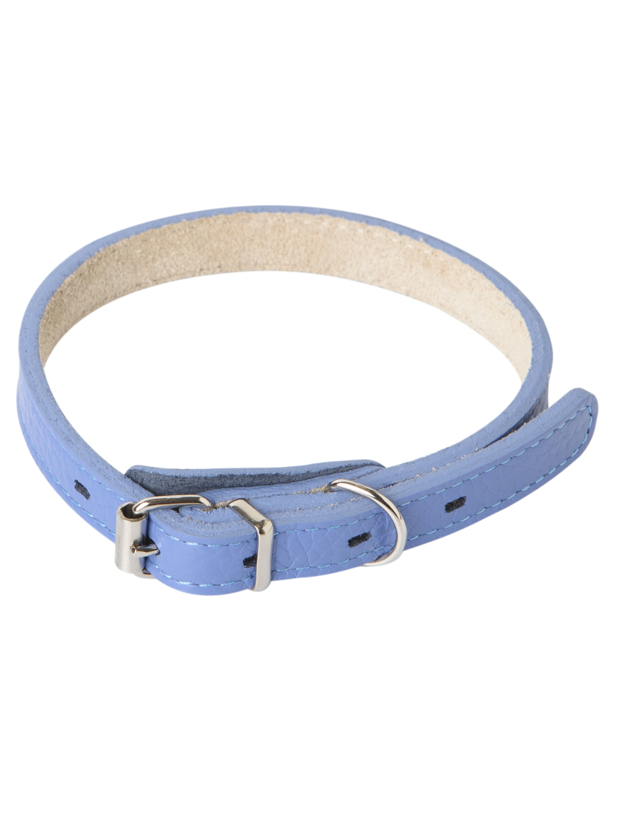 Ошейник Mr.Kranch для собак из натуральной кожи прямой, 24-30см, васильковый