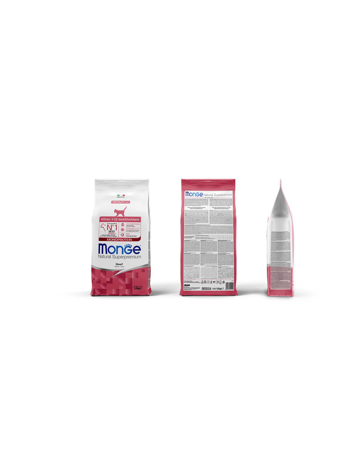 Сухой корм Monge Cat Speciality Line Monoprotein для котят и беременных кошек, из говядины 1,5 кг