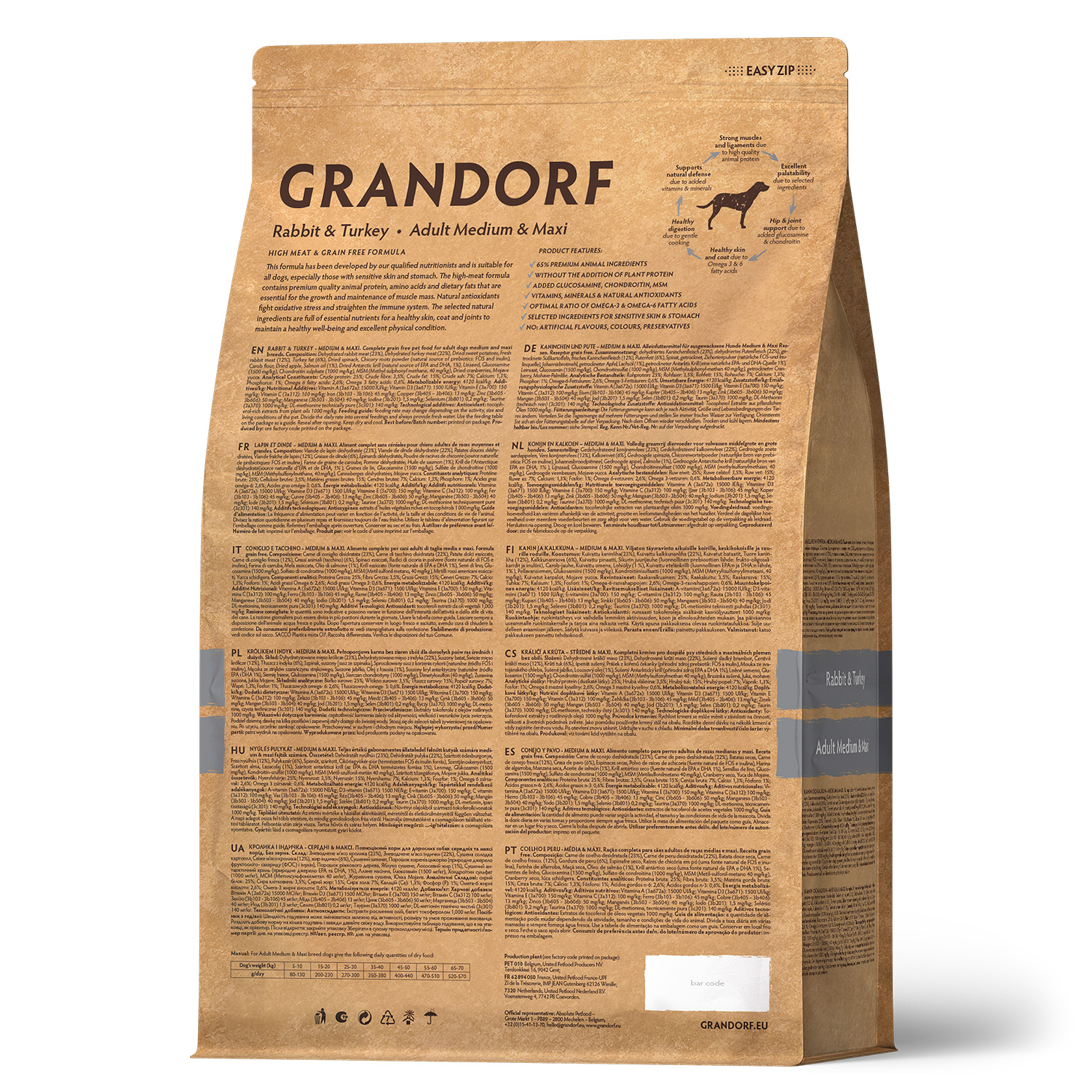 Grandorf Сухой корм для средних собак с кроликом и индейкой 3 кг 5407007851072