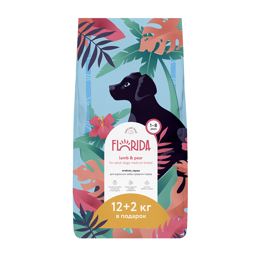 FLORIDA. Сухой корм для средних собак с ягненком 14 кг 4612750725827