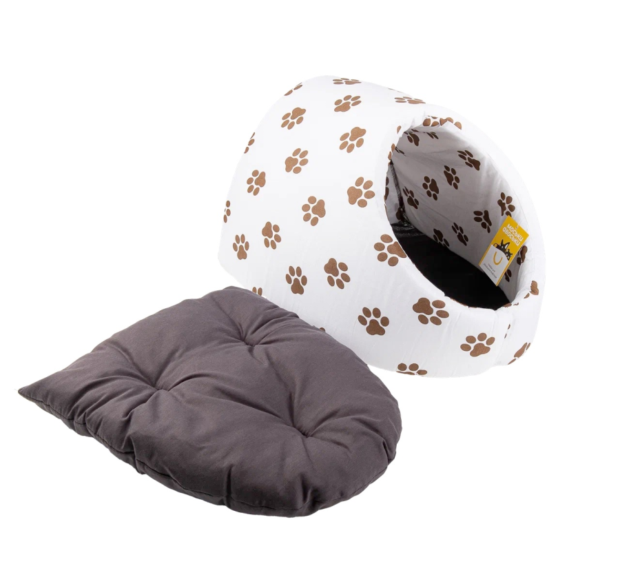 Моськи-Авоськи Домик мягкий ТРОН поплин 44*40*28 см ГРАФИТ/ЛАПКИ