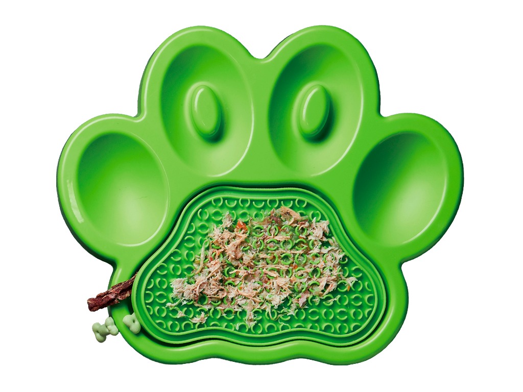 Миска Лапа для медленного кормления 2в1, зеленая PetDreamHouse PAW 2-IN-1 Slow Feeder & Lick Pad Green Easy, 540 г