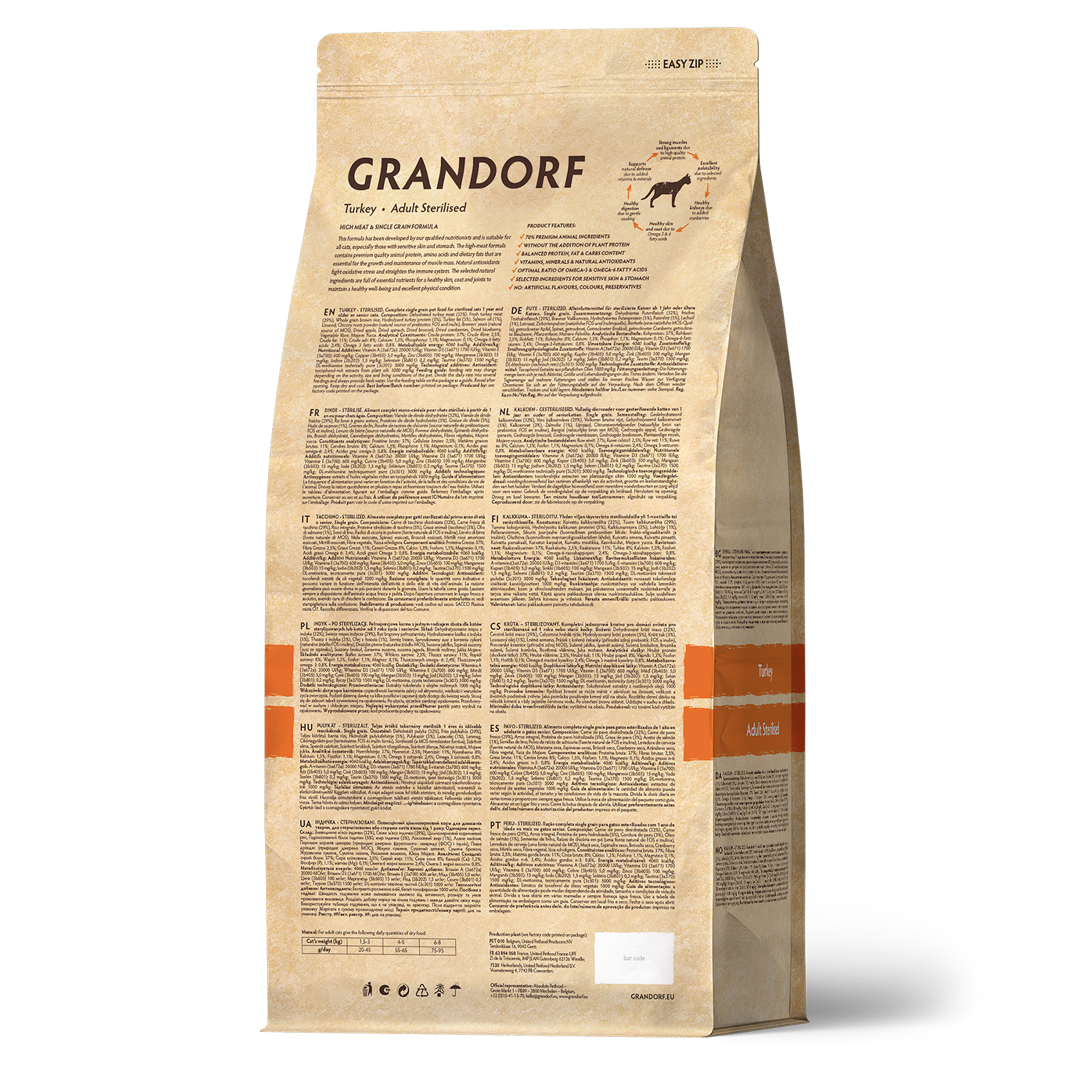 Grandorf Сухой корм для стерилизованных кошек с индейкой 400 грамм 5407007851317