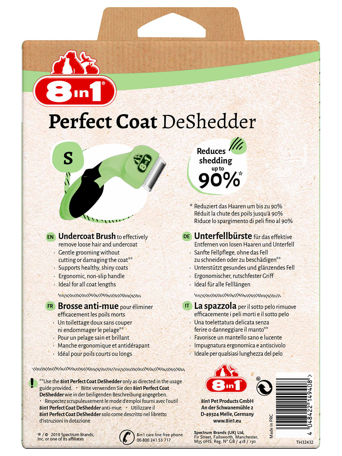Дешеддер 8in1 Perfect Coat для собак мелких пород, размер S
