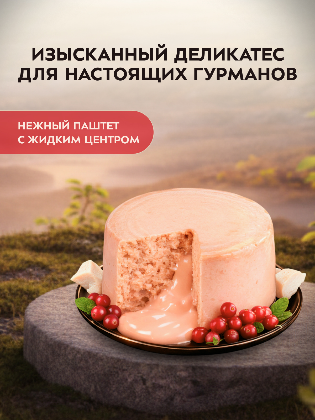 Влажный корм Мнямс Деликатес "Фондан" из мяса курицы с клюквой для стерилизованных кошек 80 г