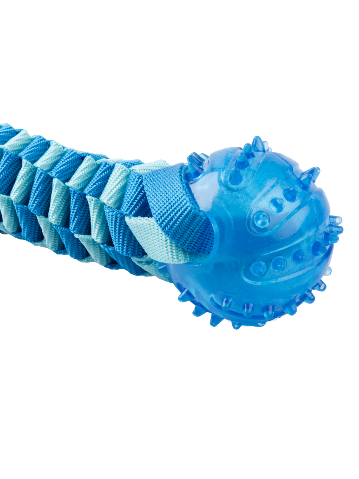 Игрушка Mr.Kranch для собак Плетеный жгут с  резиновым мячом, 13 см голубая