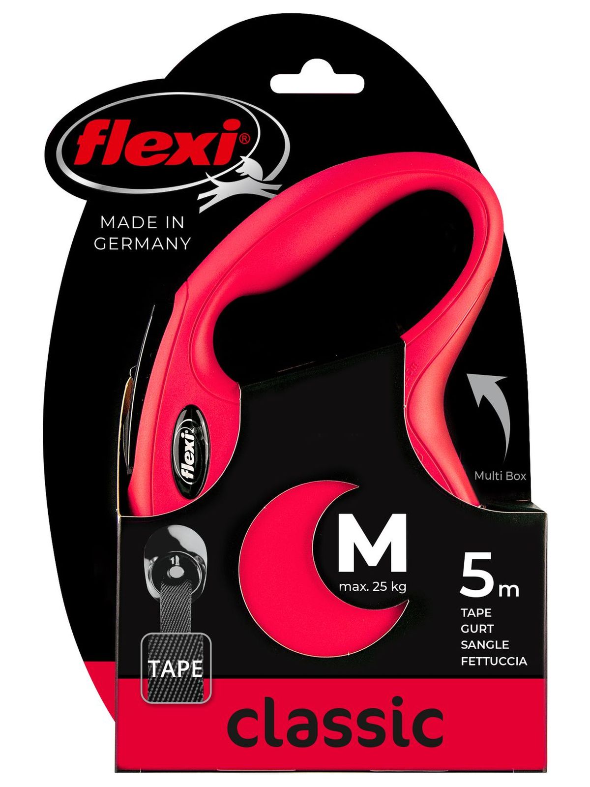 Flexi flexi рулетка New Classic M (до 25 кг) 5 м лента красная