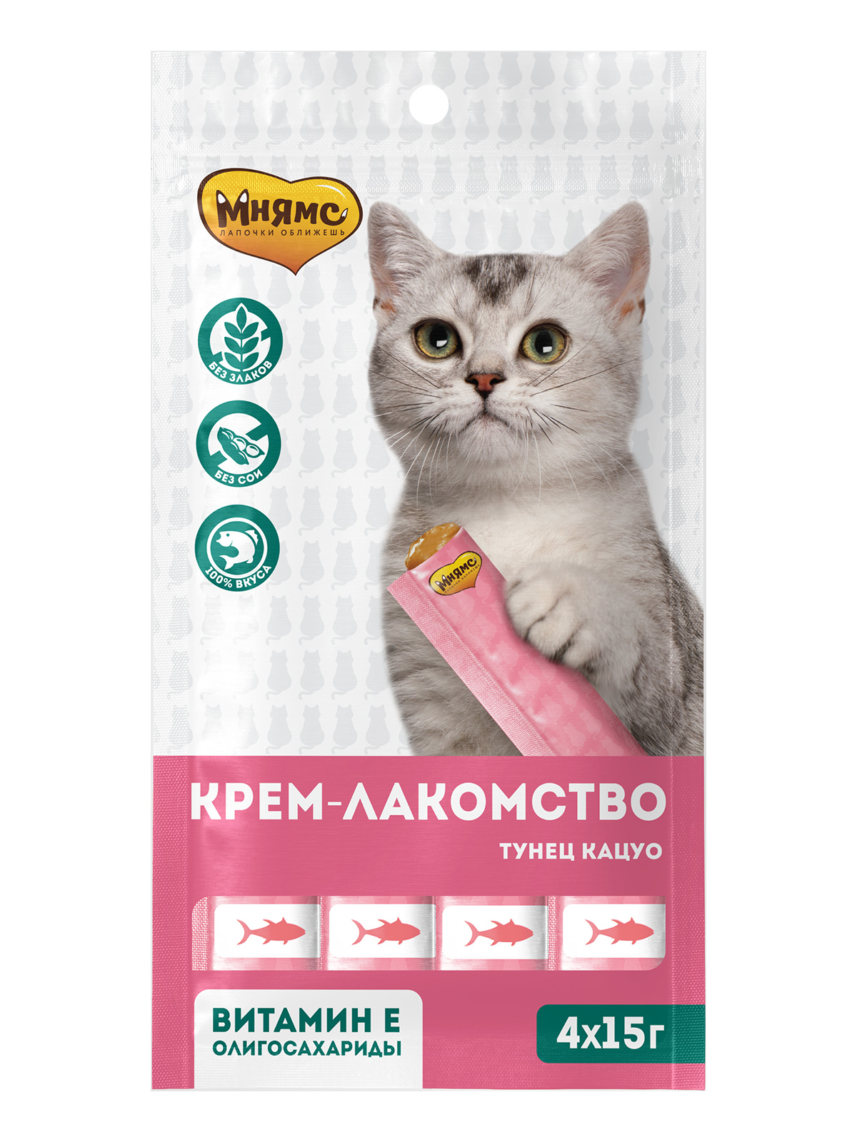 Мнямс Крем-Лакомство для кошек с тунцом Кацуо 15 г х 4 шт.