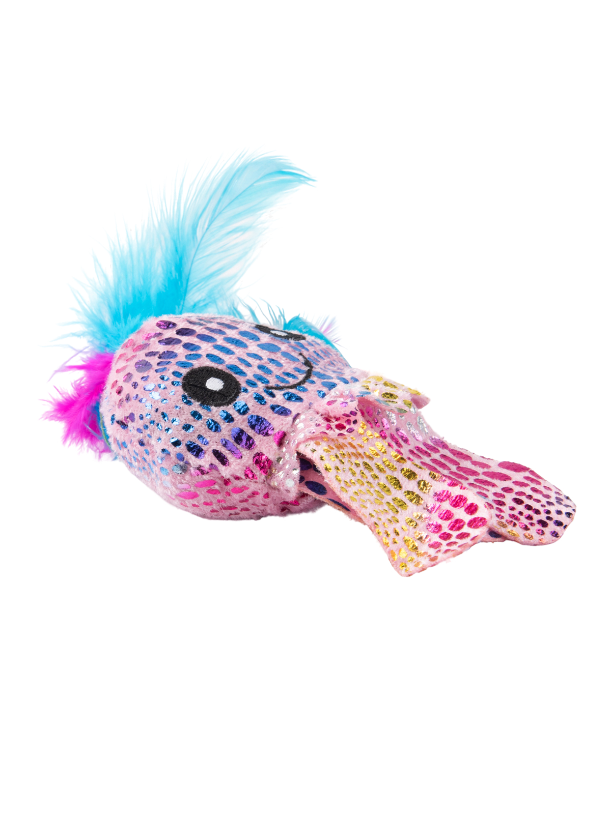 Игрушка Mr.Kranch для кошек Осьминожка плюшевая с кошачьей мятой и перышками 6,5 см розовая