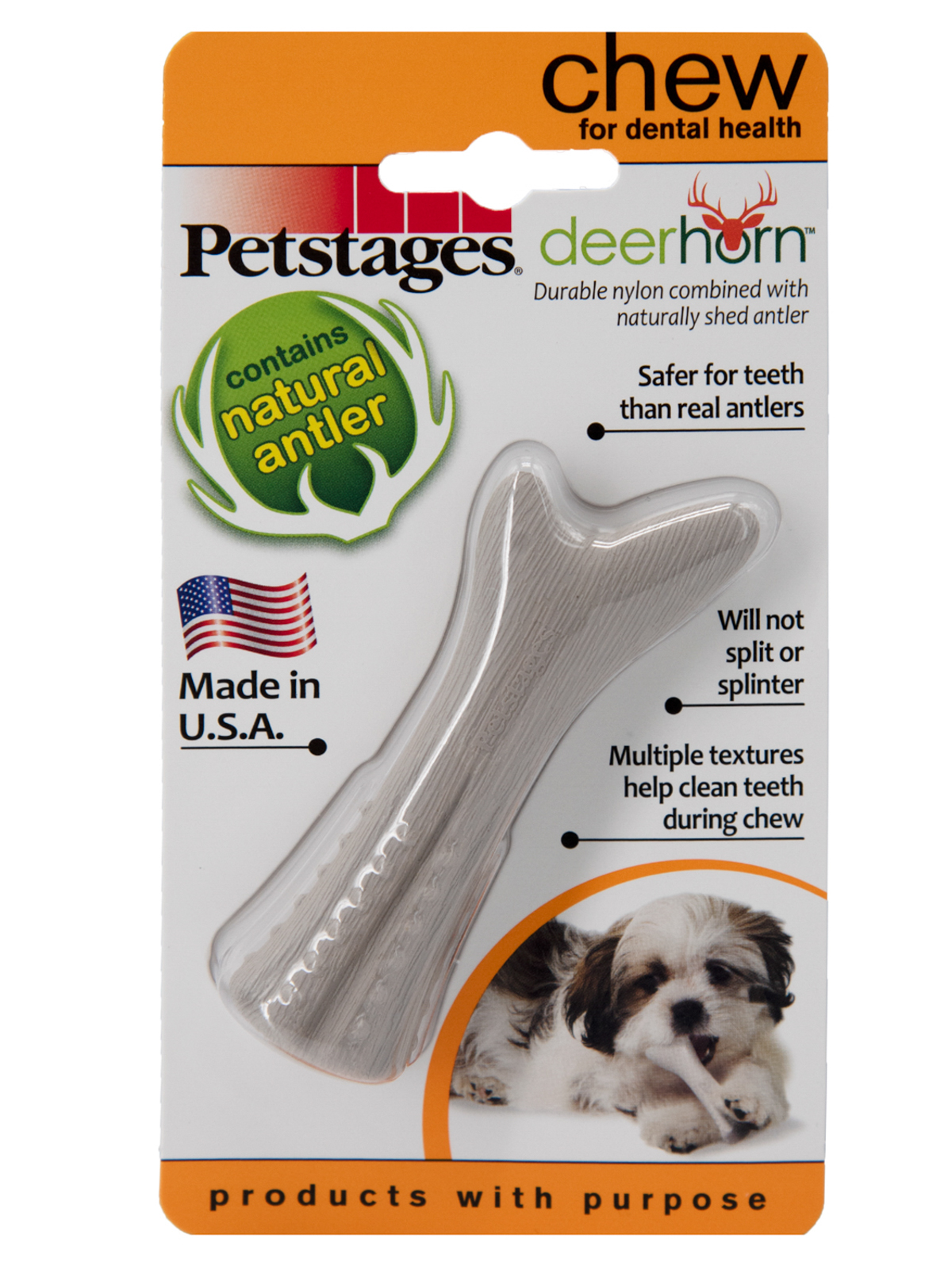 Petstages игрушка для собак Deerhorn, с оленьими рогами 9 см очень маленькая