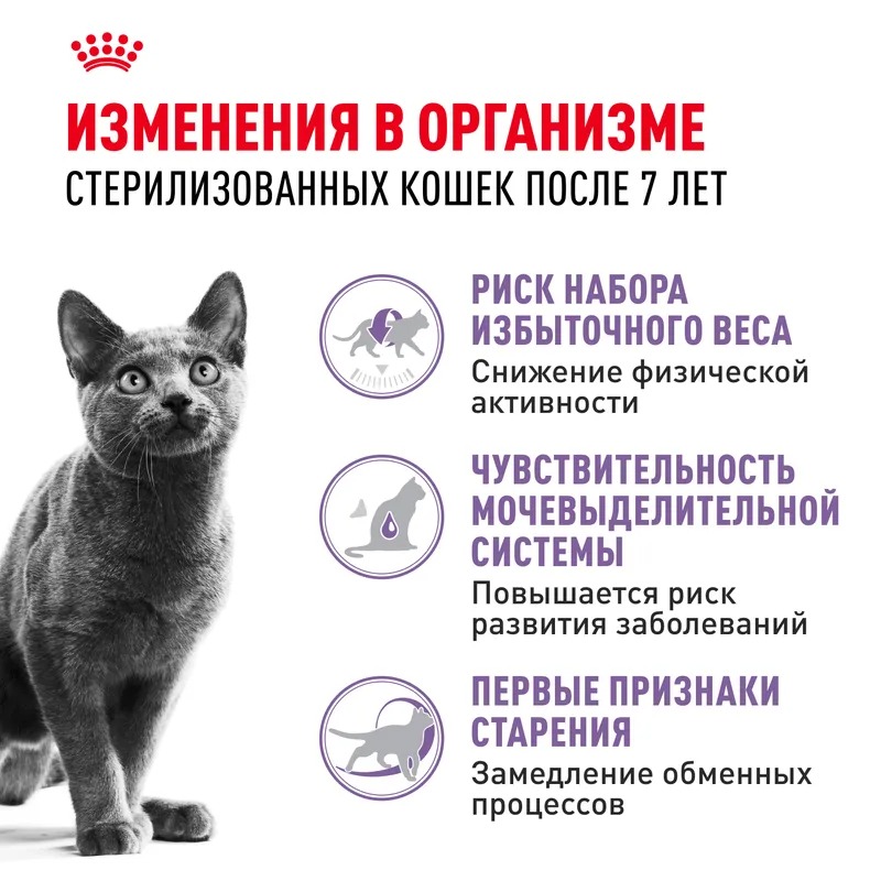 ROYAL CANIN Sterilised 7+ Корм для пожилых стерилизованных кошек 400 гр 4627109380237