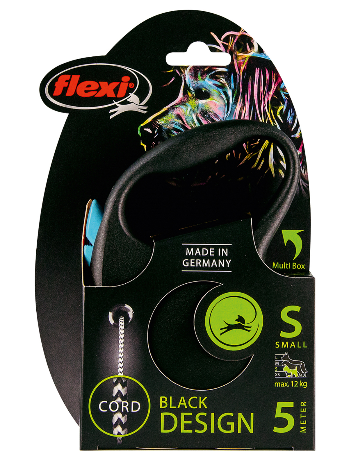 FLEXI BLACK DESIGN S 5 м до 12 кг рулетка черная синий дизайн трос