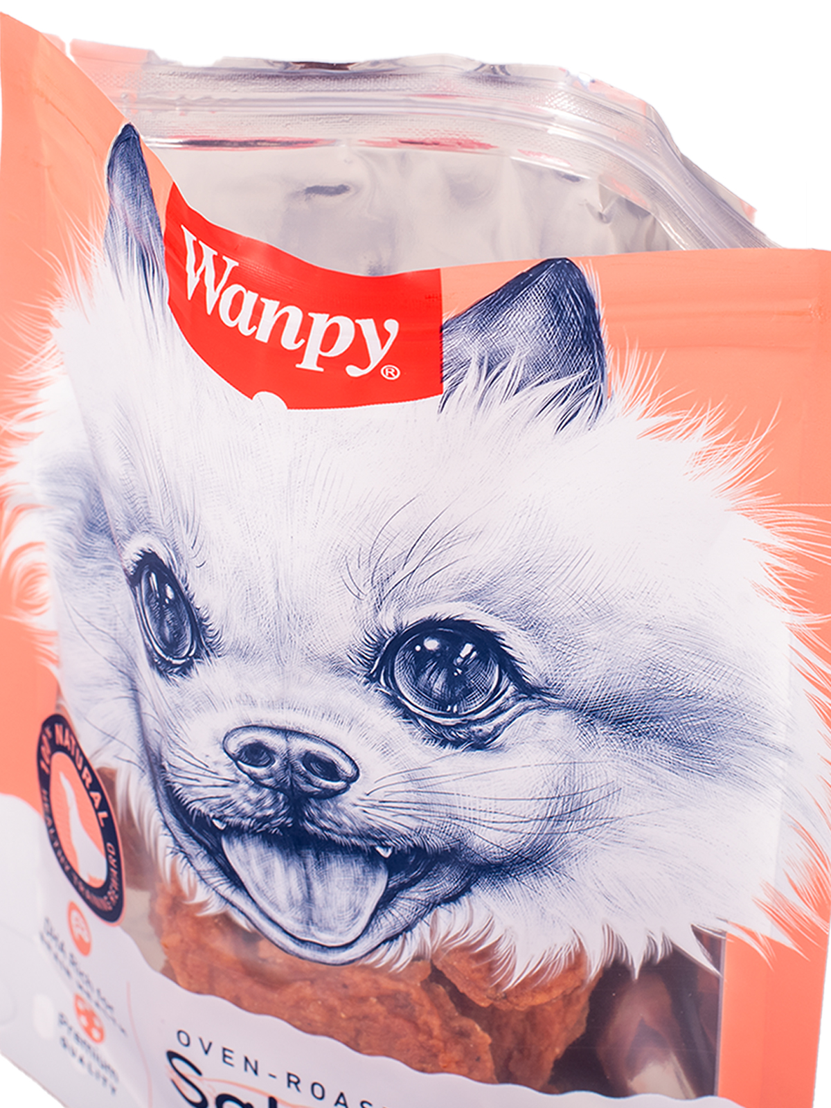 Wanpy Dog лакомые кусочки из нежного лосося в форме рыбок 100 г