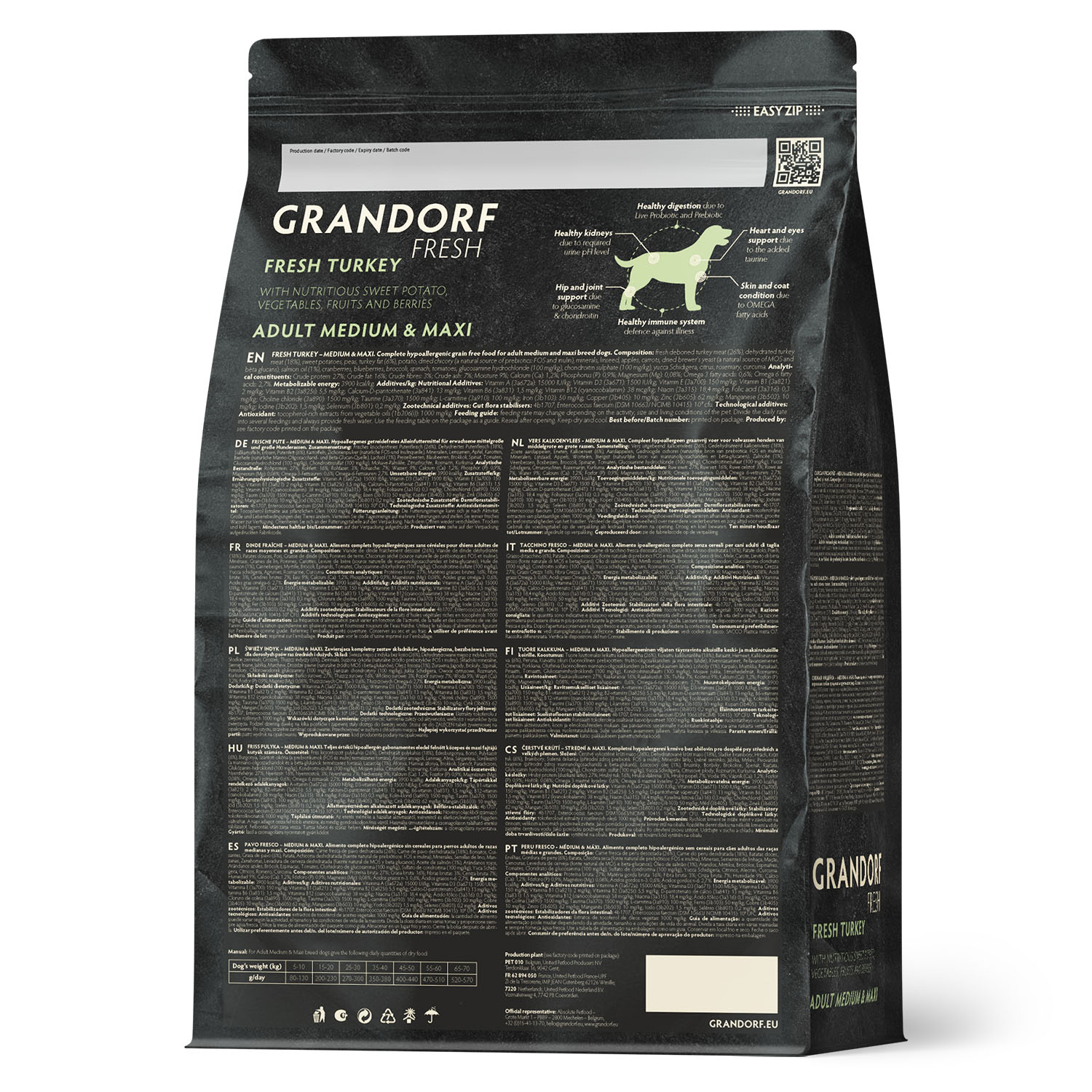 Grandorf Fresh Grandorf Сухой беззерновой корм для средних собак с индейкой 10 кг 5407007852901
