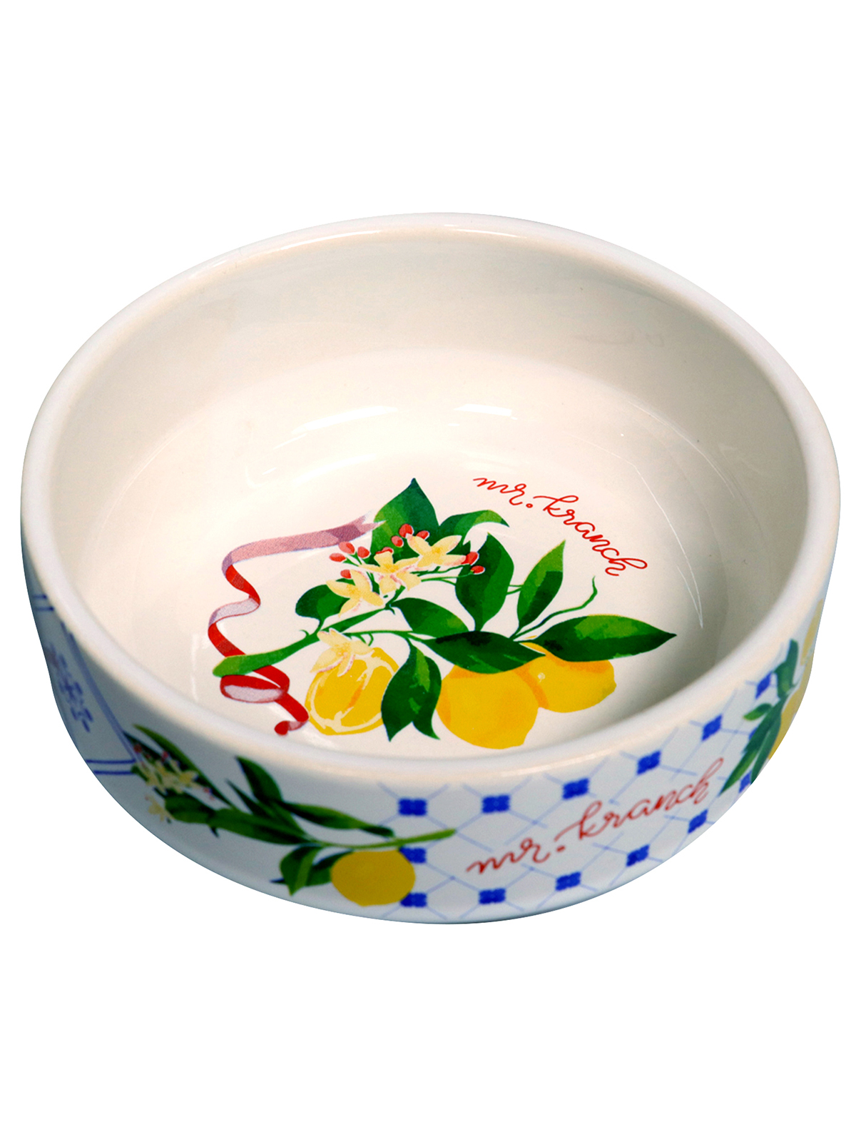 Миска Mr.Kranch для собак и кошек из фарфора "Лимоны", 450мл, белая