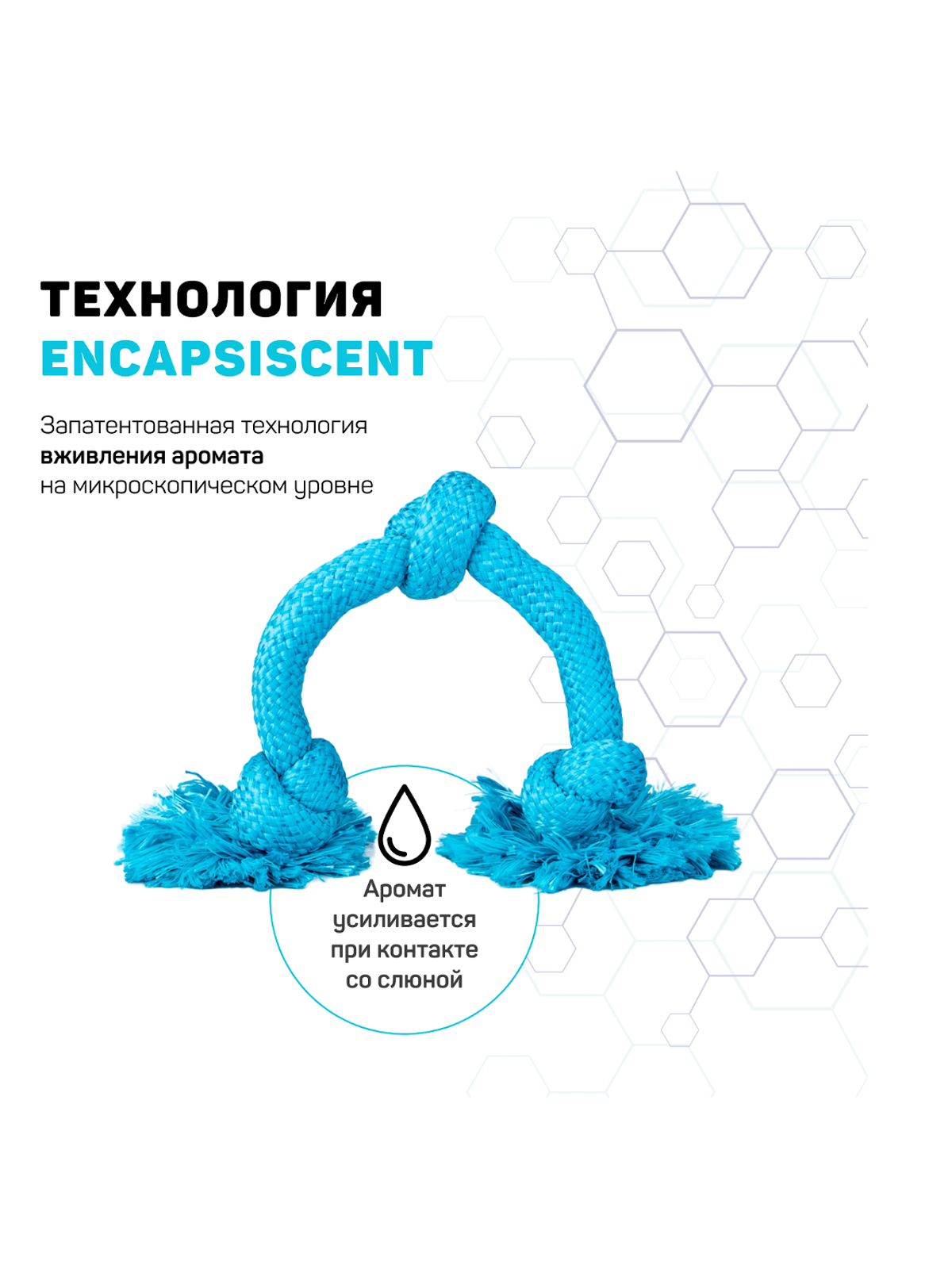 Playology жевательный канат DRI-TECH ROPE для собак средних и крупных пород с ароматом арахиса, большой, цвет голубой