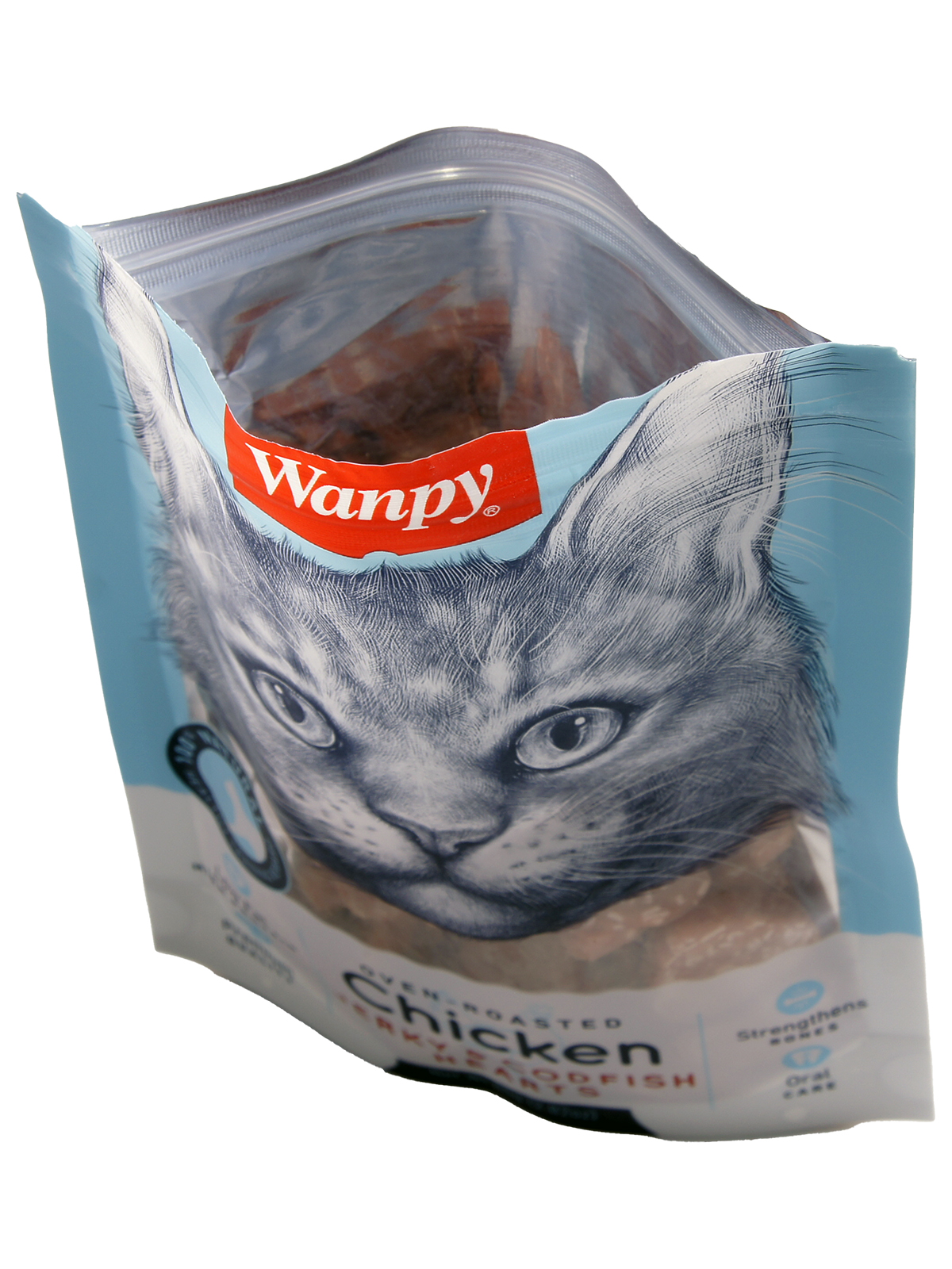 Wanpy Cat Лакомство для кошек сердечки из курицы с треской 80 г