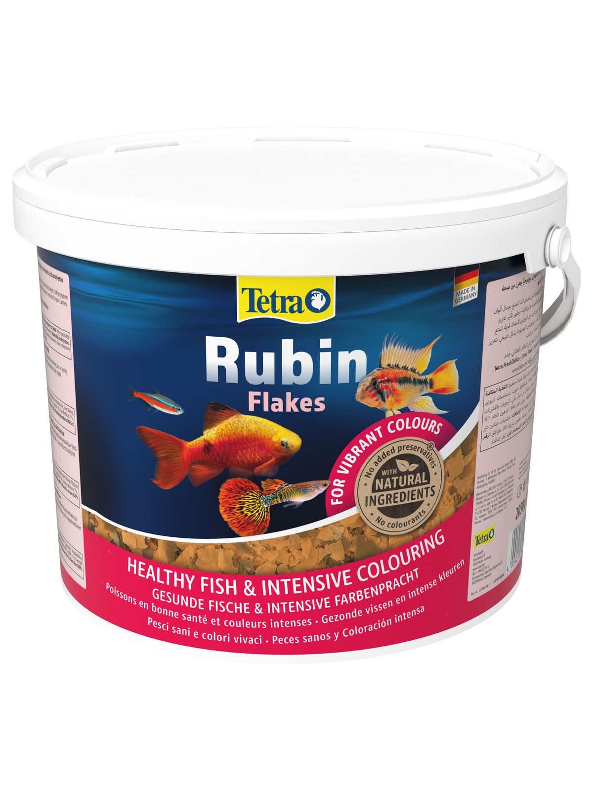 TetraRubin корм в хлопьях для улучшения окраса всех видов рыб 10 л (ведро)