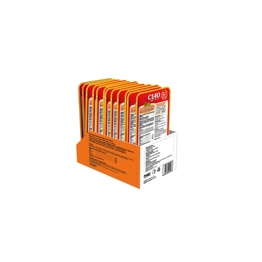 Влажный корм CIAO Kinnodashi для кошек Тунец Магуро и тунец Кацуо с куриным филе, пауч, 60 г-24шт 2042391803639